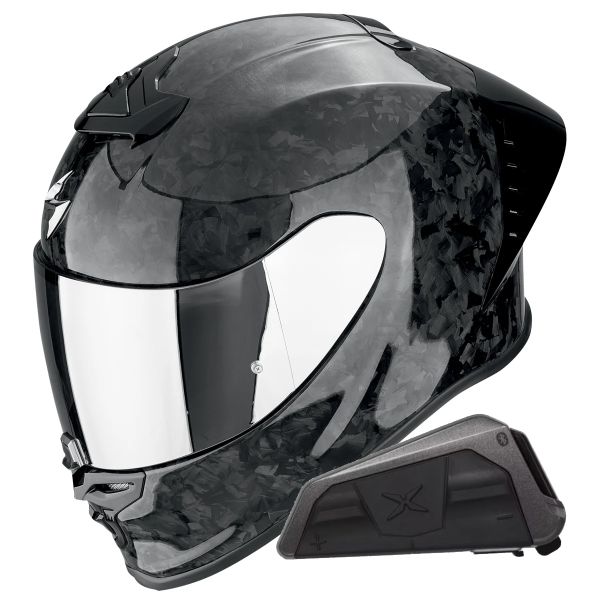 Casque Integral Scorpion Exo R1 Evo II Carbon Air Onyx Black + Kit bluetooth Exo-Com Link-1 Casque Integral Scorpion Exo R1 Evo II Carbon Air Onyx Black + Kit bluetooth Exo-Com Link-1
