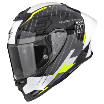 Casque Integral Scorpion Exo R1 Evo II Carbon Air Surge Black White Neon Yellow