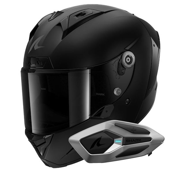 Casque Integral Shark Aeron Dark Shadow Mat KMA + Kit Bluetooth Sena for Shark Mesh Solo