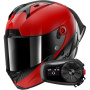Casque Integral Shark Aeron GP Blank SP Carbon Red Anthracite + Kit Bluetooth 5S Solo