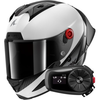 Casque Integral Shark Aeron GP Blank SP Carbon White Anthracite + Kit Bluetooth 5S Solo Casque Integral Shark Aeron GP Blank SP Carbon White Anthracite + Kit Bluetooth 5S Solo
