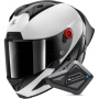 Casque Integral Shark Aeron GP Blank SP Carbon White Anthracite + Kit Bluetooth BT Mini