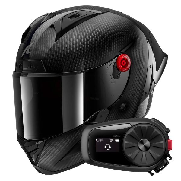 Casque Integral Shark Aeron GP Blank SP Full Carbon + Kit Bluetooth 5S Solo