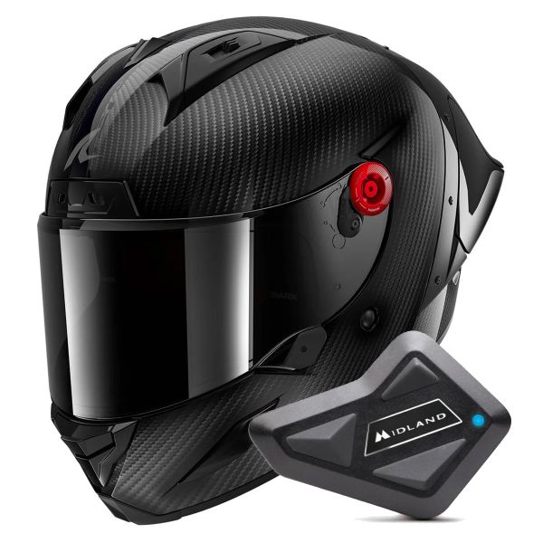 Casque Integral Shark Aeron GP Blank SP Full Carbon + Kit Bluetooth BT Mini