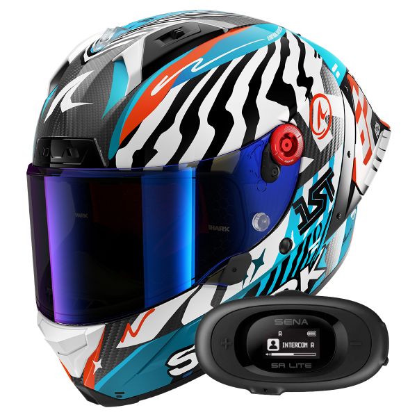 Casque Integral Shark Aeron GP FIM 2 Racing Speed-Fancy DWB + Kit bluetooth 5R Lite Solo