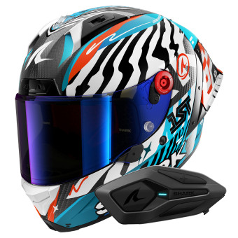 Casque Integral Shark Aeron GP FIM 2 Racing Speed-Fancy DWB + Kit Bluetooth Sena for Shark Sol