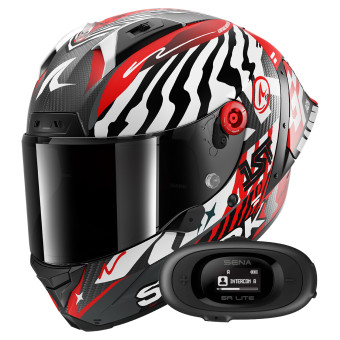 Casque Integral Shark Aeron GP FIM 2 Racing Speed-Fancy Mat DWR + Kit bluetooth 5R Lite Solo