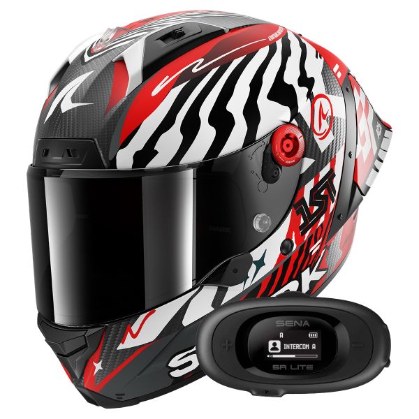Casque Integral Shark Aeron GP FIM 2 Racing Speed-Fancy Mat DWR + Kit bluetooth 5R Lite Solo