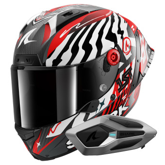 Casque Integral Shark Aeron GP FIM 2 Racing Speed-Fancy Mat DWR + Kit Bluetooth Mesh Sena for