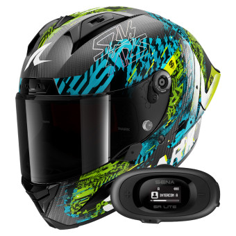 Casque Integral Shark Aeron GP FIM 2 Racing Speed-Vib DBG + Kit bluetooth 5R Lite Solo