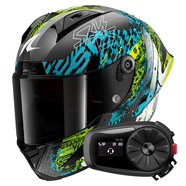 Casque Integral Shark Aeron GP FIM 2 Racing Speed-Vib DBG + Kit Bluetooth 5S Solo