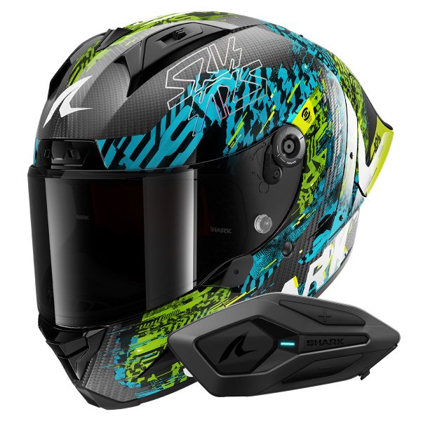 Casque Integral Shark Aeron GP FIM 2 Racing Speed-Vib DBG + Kit Bluetooth Sena for Shark Solo