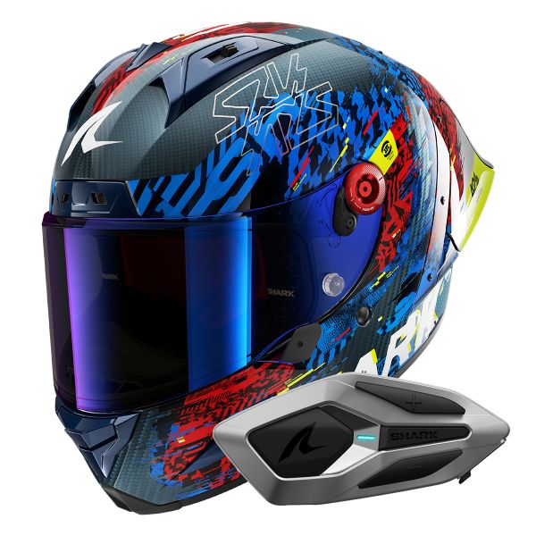 Casque Integral Shark Aeron GP FIM 2 Racing Speed-Vib DBR + Kit Bluetooth Sena for Shark Mesh