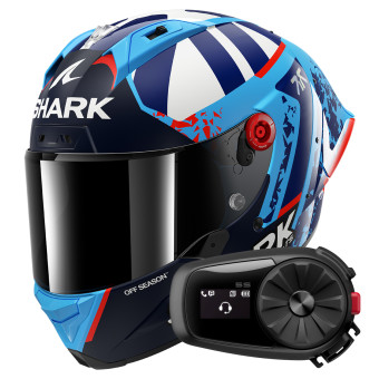 Casque Integral Shark Aeron GP Fim Racing Replica Raul Fernandez BBW + Kit Bluetooth 5S Solo