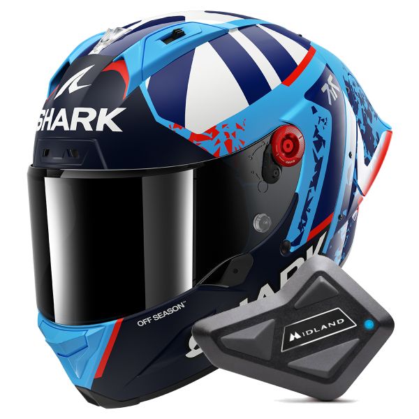 Casque Integral Shark Aeron GP Fim Racing Replica Raul Fernandez BBW + Kit Bluetooth BT Mini
