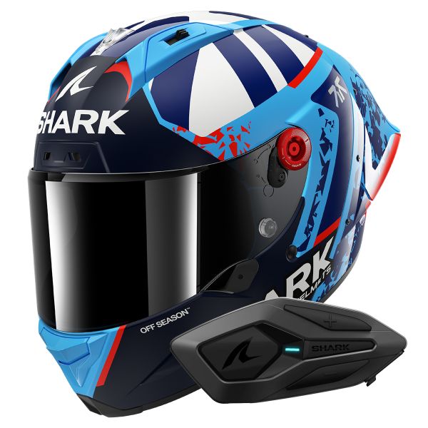 Casque Integral Shark Aeron GP Fim Racing Replica Raul Fernandez BBW + Kit Bluetooth Sena for