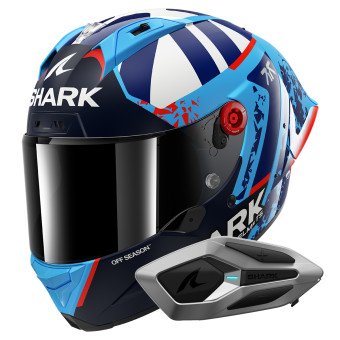 Casque Integral Shark Aeron GP Fim Racing Replica Raul Fernandez BBW + Kit Bluetooth Sena Mesh