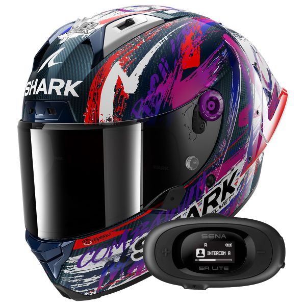 Casque Integral Shark Aeron GP Fim Racing Replica Zarco Signature Carbon DWV + Kit bluetooth 5