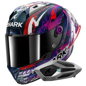 Casque Integral Shark Aeron GP Fim Racing Replica Zarco Signature Carbon DWV + Kit Bluetooth M