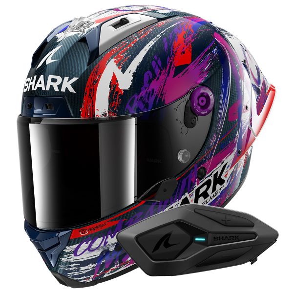 Casque Integral Shark Aeron GP Fim Racing Replica Zarco Signature Carbon DWV + Kit Bluetooth S