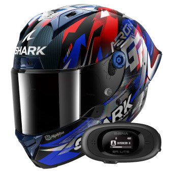 Casque Integral Shark Aeron GP FIM Racing Replica Zarco Victory 2025 DBU + Kit bluetooth 5R Li