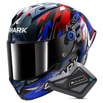 Casque Integral Shark Aeron GP FIM Racing Replica Zarco Victory 2025 DBU + Kit Bluetooth BT Mi