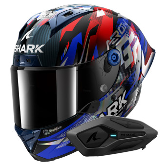 Casque Integral Shark Aeron GP FIM Racing Replica Zarco Victory 2025 DBU + Kit Bluetooth Sena