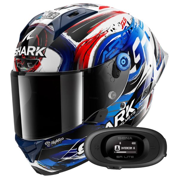 Casque Integral Shark Aeron GP FIM Racing Zarco Signature WKB + Kit bluetooth 5R Lite Solo