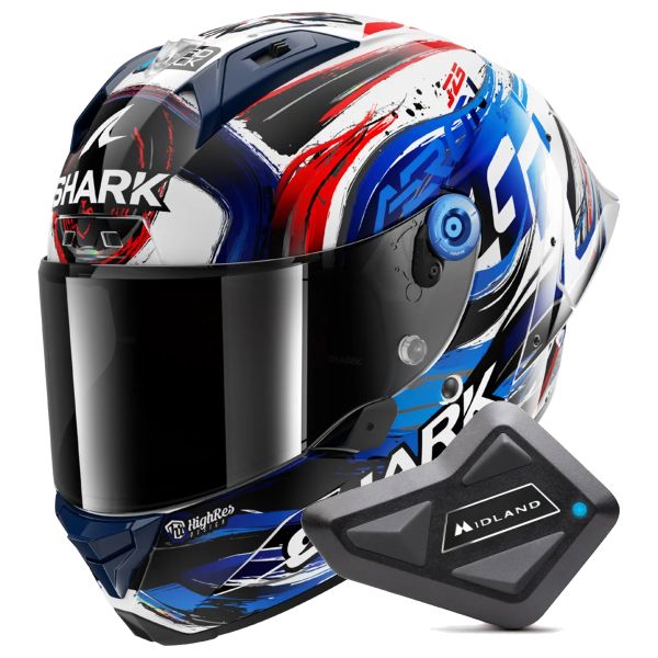Casque Integral Shark Aeron GP FIM Racing Zarco Signature WKB + Kit Bluetooth BT Mini