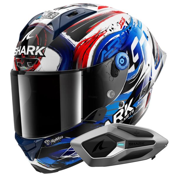 Casque Integral Shark Aeron GP FIM Racing Zarco Signature WKB + Kit Bluetooth Sena for Shark M