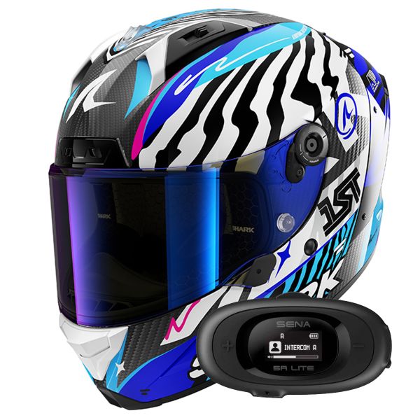 Casque Integral Shark Aeron Speed-Fancy DWB + Kit bluetooth 5R Lite Solo