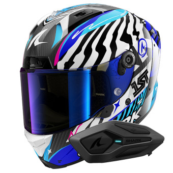 Casque Integral Shark Aeron Speed-Fancy DWB + Kit Bluetooth Sena for Shark Solo