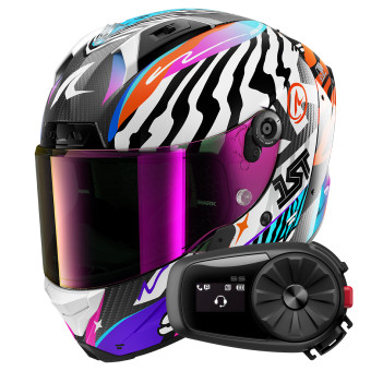 Casque Integral Shark Aeron Speed-Fancy DWO + Kit Bluetooth 5S Solo