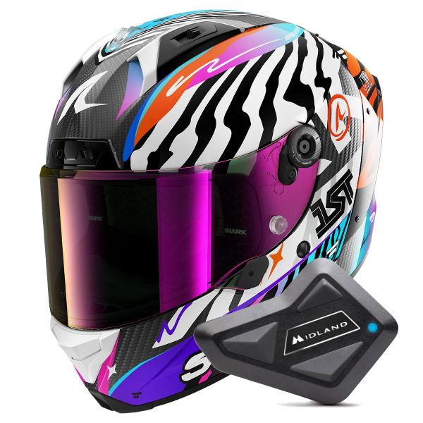 Casque Integral Shark Aeron Speed-Fancy DWO + Kit Bluetooth BT Mini