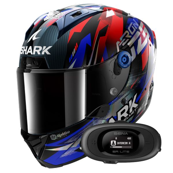 Casque Integral Shark Aeron Zarco GP De France DBU + Kit bluetooth 5R Lite Solo