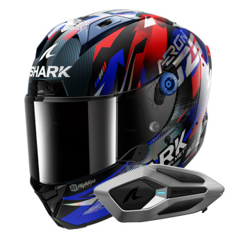 Casque Integral Shark Aeron Zarco GP De France DBU + Kit Bluetooth Sena for Shark Mesh