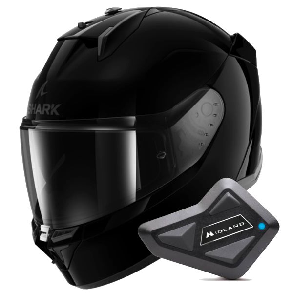 Casque Integral Shark D-Skwal 3 Blank BLK + Kit Bluetooth BT Mini