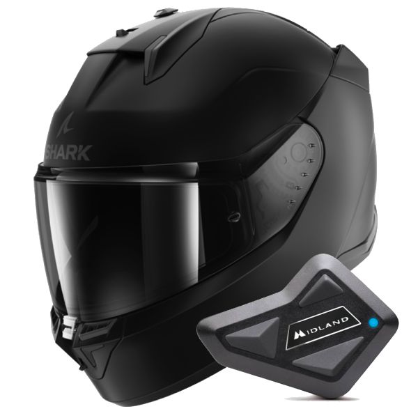 Casque Integral Shark D-Skwal 3 Blank Mat KMA + Kit Bluetooth BT Mini Casque Integral Shark D-Skwal 3 Blank Mat KMA + Kit Bluetooth BT Mini
