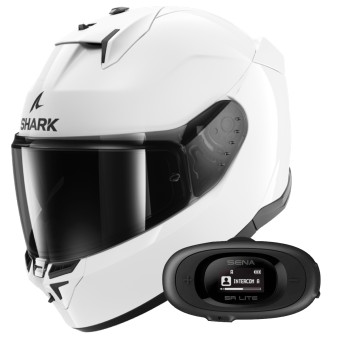 Casque Integral Shark D-Skwal 3 Blank WHU + Kit Bluetooth 5R Lite