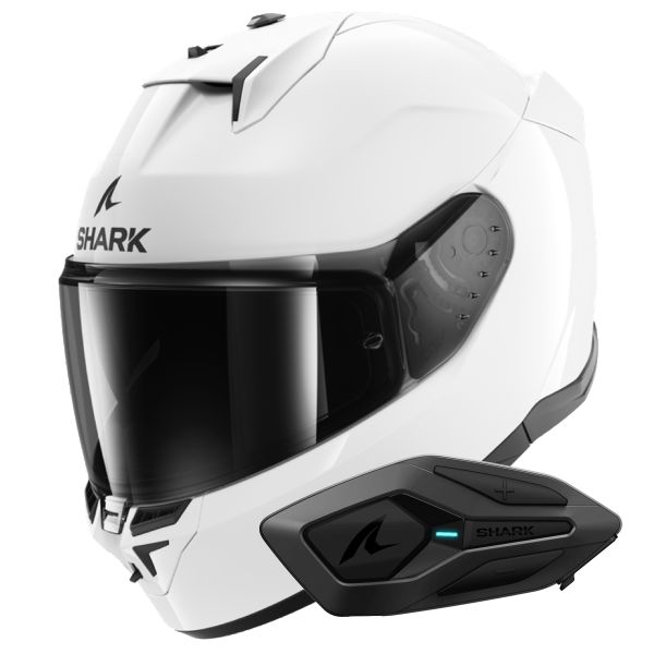 Casque Integral Shark D-Skwal 3 Blank WHU + Kit Bluetooth Sena for Shark Solo