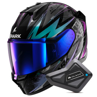 Casque Integral Shark D-Skwal 3 Blast-R KGX + Kit Bluetooth BT Mini