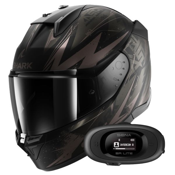 Casque Integral Shark D-Skwal 3 Blast-R Mat KAA + Kit Bluetooth 5R Lite