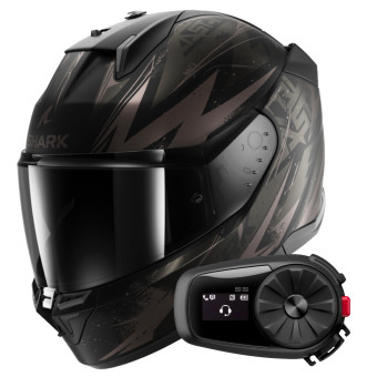 Casque Integral Shark D-Skwal 3 Blast-R Mat KAA + Kit Bluetooth 5S Solo