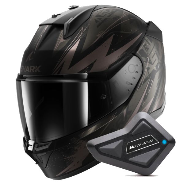 Casque Integral Shark D-Skwal 3 Blast-R Mat KAA + Kit Bluetooth BT Mini