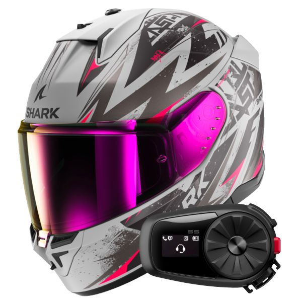 Casque Integral Shark D-Skwal 3 Blast-R Mat SVK + Kit Bluetooth 5S Solo