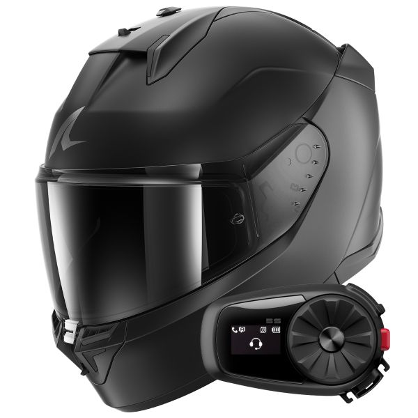 Casque Integral Shark D-Skwal 3 Dark Shadow Edition Mat A08 + Kit Bluetooth 5S Solo