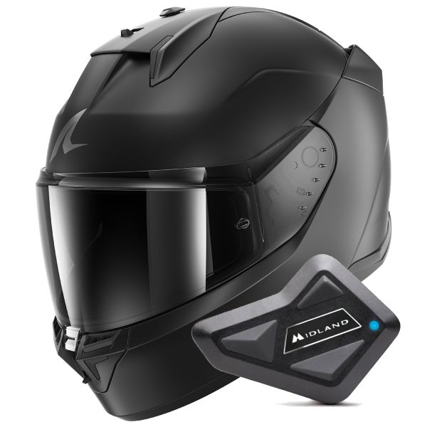 Casque Integral Shark D-Skwal 3 Dark Shadow Edition Mat A08 + Kit Bluetooth BT Mini