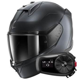 Casque Integral Shark D-Skwal 3 Dark Shadow Edition Mat B16 + Kit Bluetooth 5S Solo