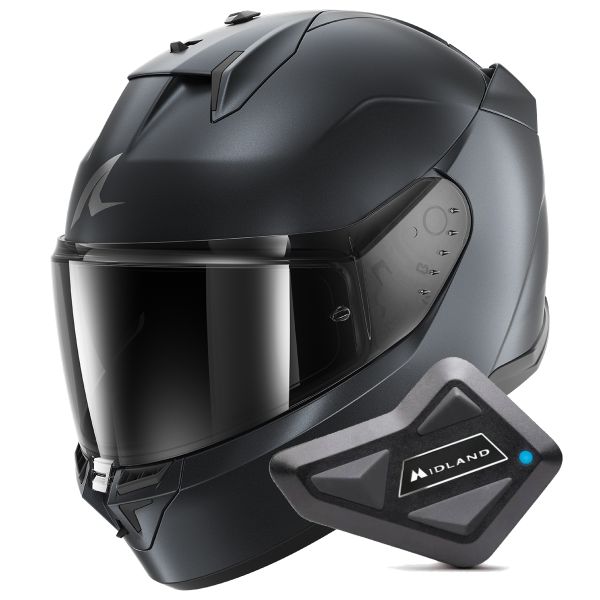 Casque Integral Shark D-Skwal 3 Dark Shadow Edition Mat B16 + Kit Bluetooth BT Mini