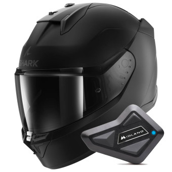 Casque Integral Shark D-Skwal 3 Dark Shadow Edition Mat KMA + Kit Bluetooth BT Mini